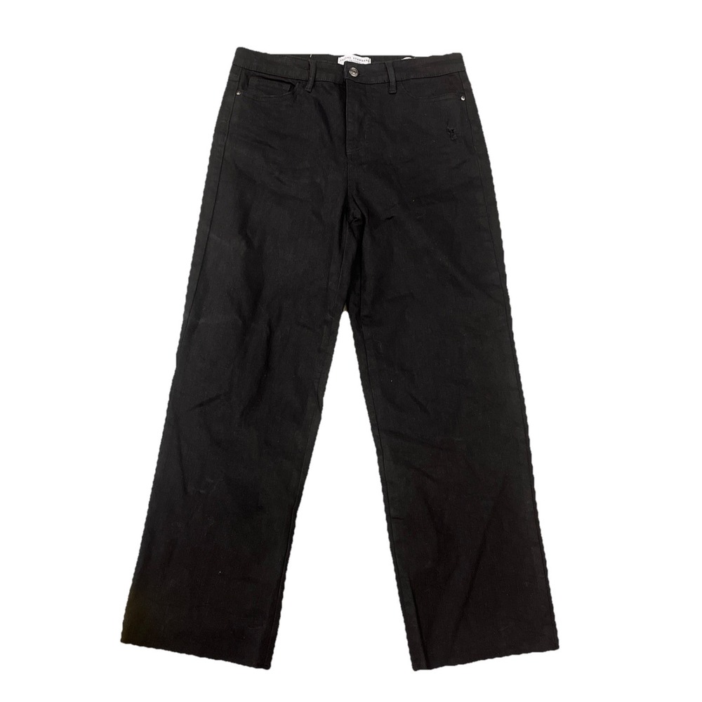 NEW Women's Black SOCIAL STANDARD High Rise Crop Straight Fray Edge Pant 10